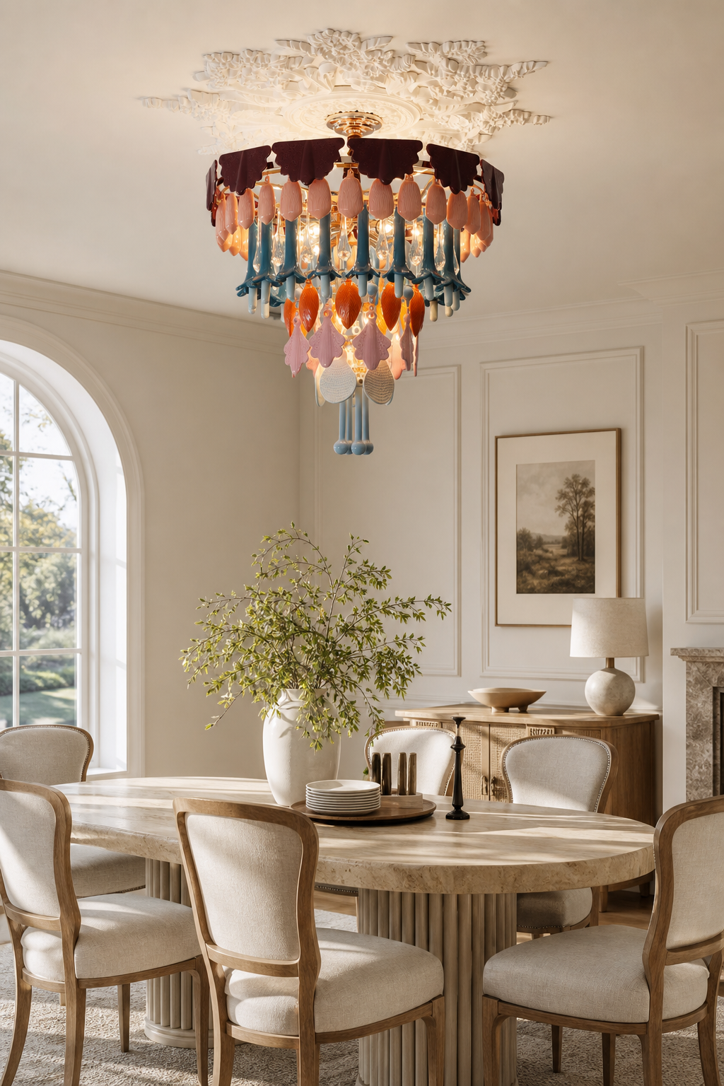 Colorful Ceramic Lily of the Valley Chandelier - 03 03-dining-room-daylight
