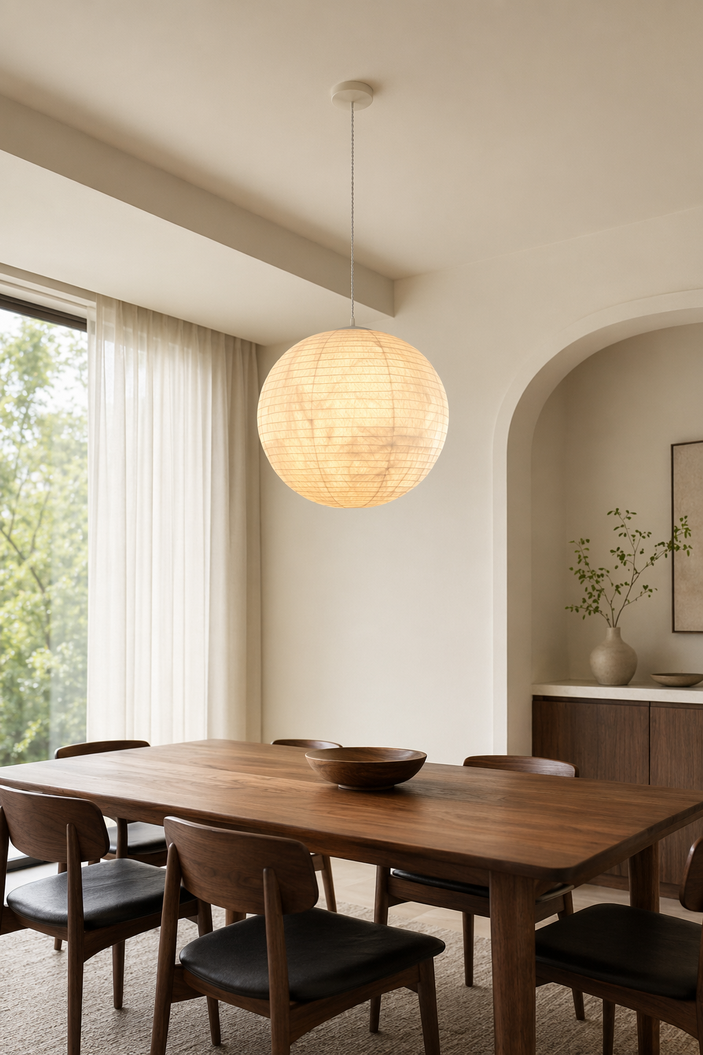 Modern Silk Globe Pendant Light - generated workflow 03 03-dining-room-wide-daylight