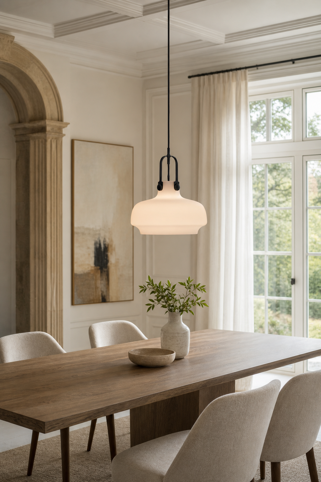 Modern Glass Dome Pendant Light - generated workflow 03 03-dining-room-wide-daylight