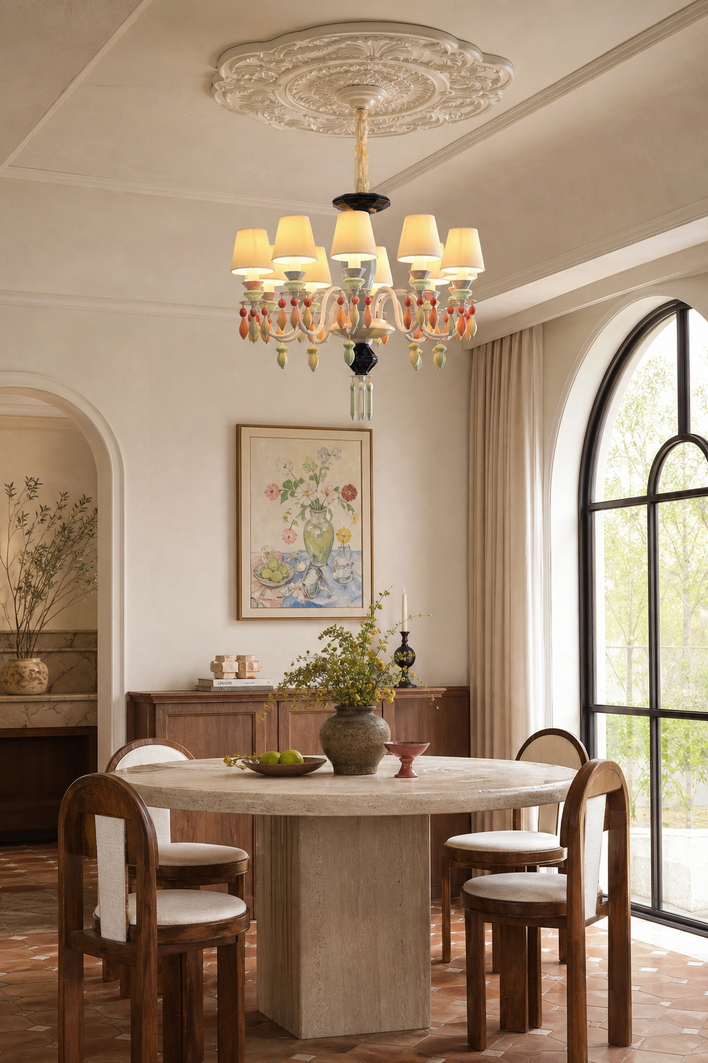 Pastel Ceramic Single-Tier Chandelier dining room wide
