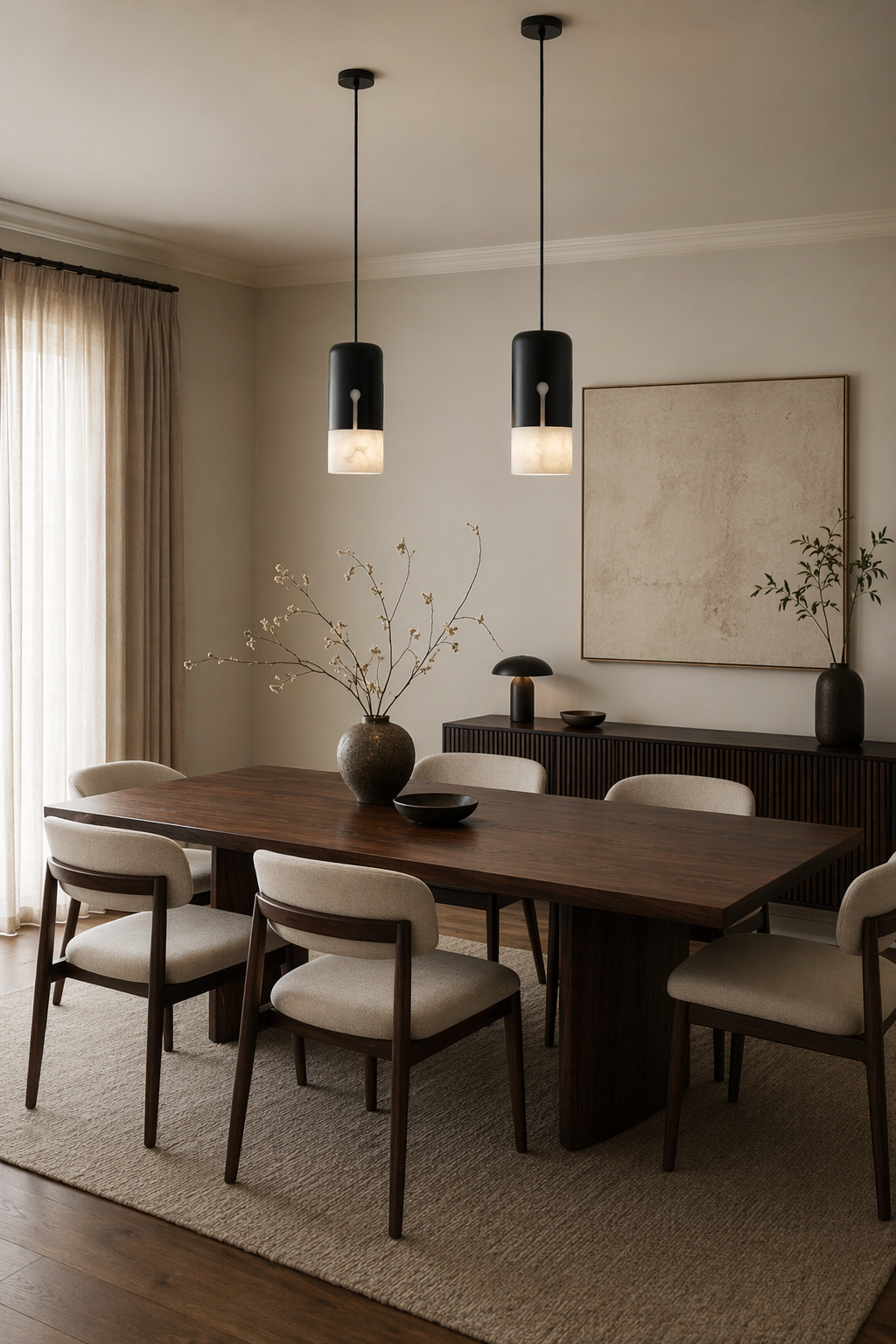 Modern Alabaster Cylinder Pendant Light in Matte Black - product image 07