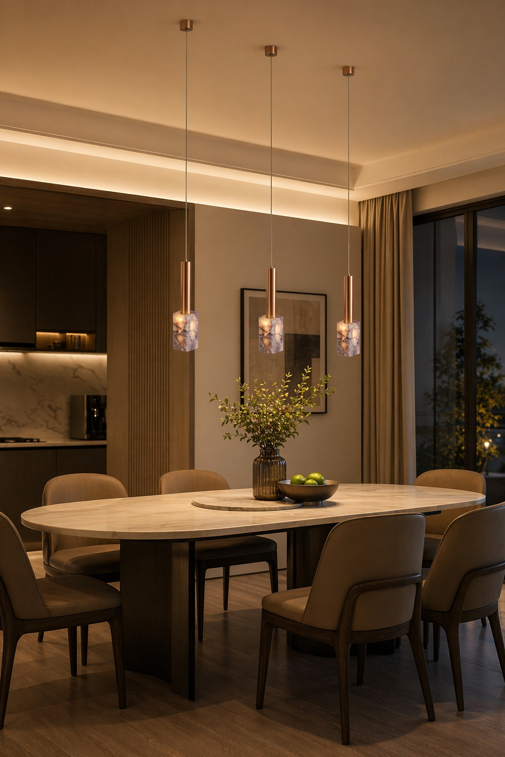 Modern Purple Crystal Cylinder Pendant Light - generated main 03 03-dining-table-wide