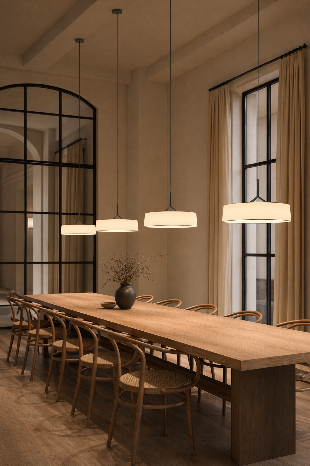 Modern Fabric Drum LED Pendant Light - 03 03-dining-table-wide
