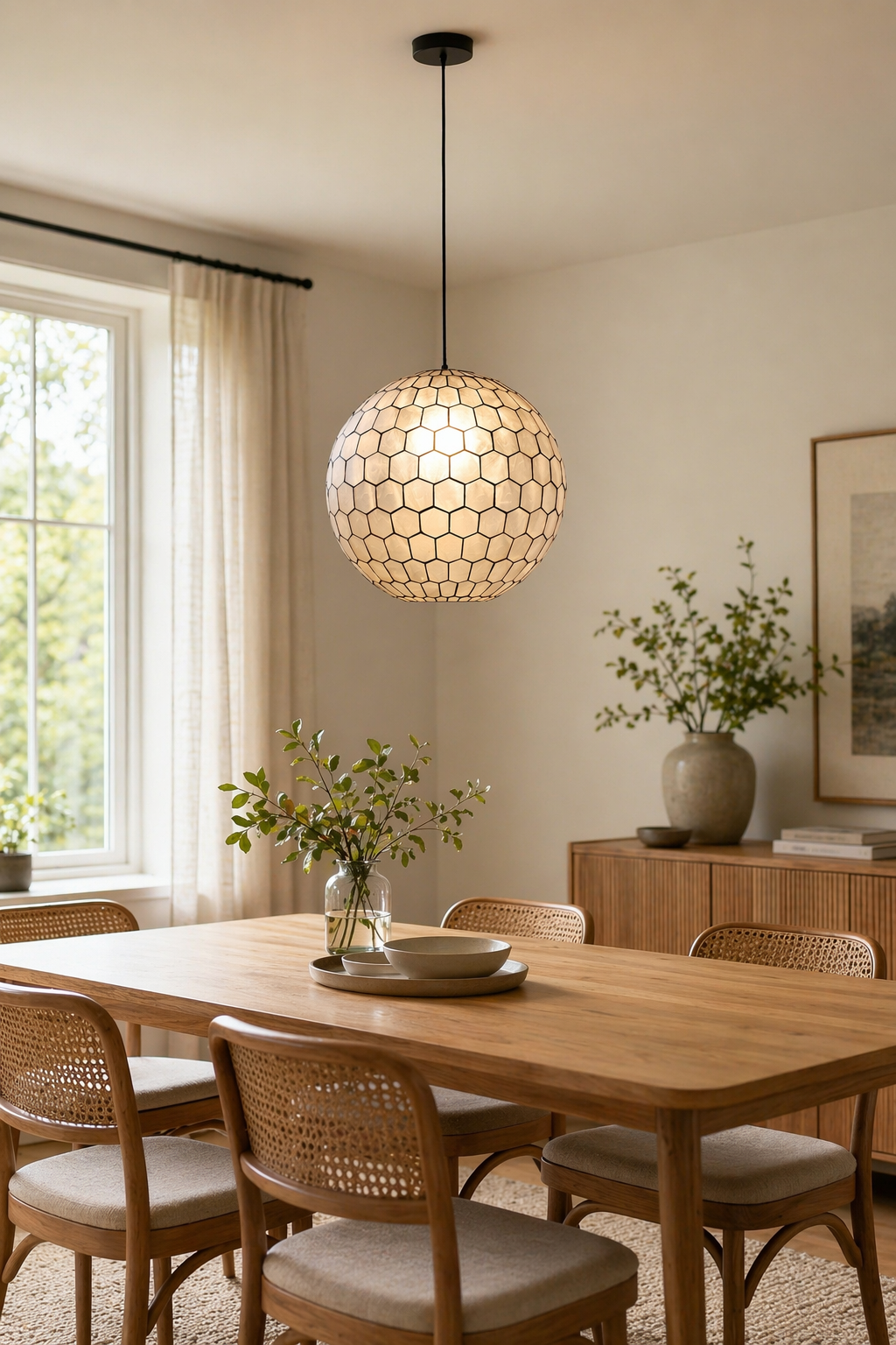 Modern Capiz Honeycomb Globe Pendant Light - 03 03-dining-table-wide