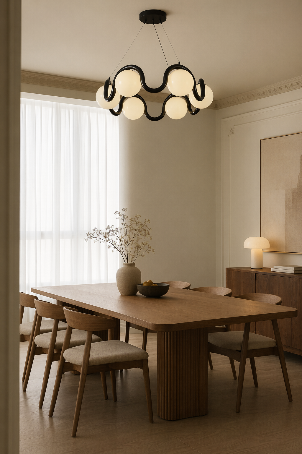 Modern Wave Globe Chandelier - generated main 03 03-dining-table-wide