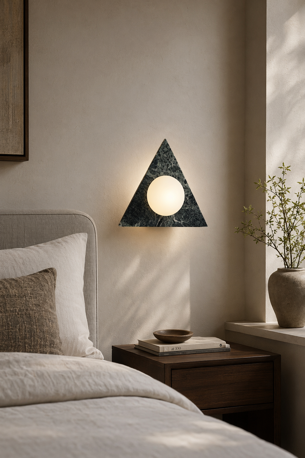 Modern Triangle Marble Wall Sconce - 03 03-generated-bedroom-scene