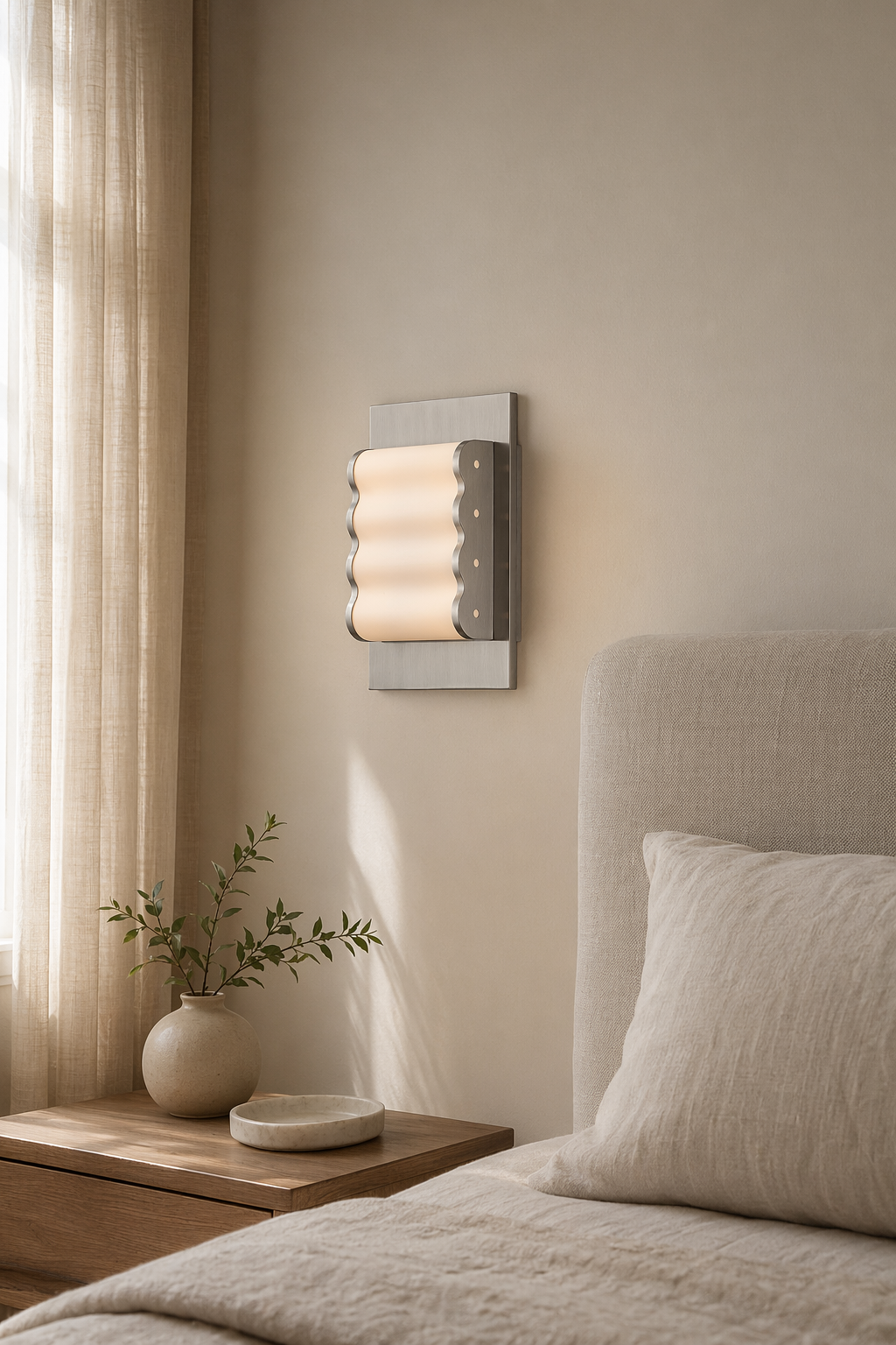 Modern Ribbed Square Wall Sconce - 03 03-generated-bedroom-scene
