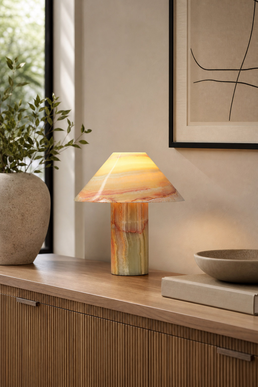 Modern Onyx Mushroom Table Lamp - 03 03-generated-console-scene