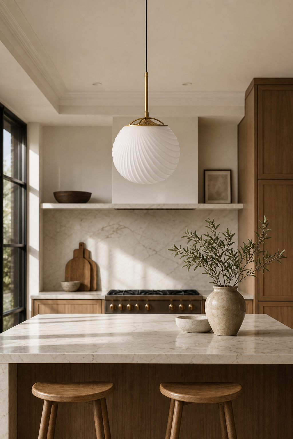 Modern Ribbed Glass Globe Pendant Light - 03 03-generated-kitchen-island-scene