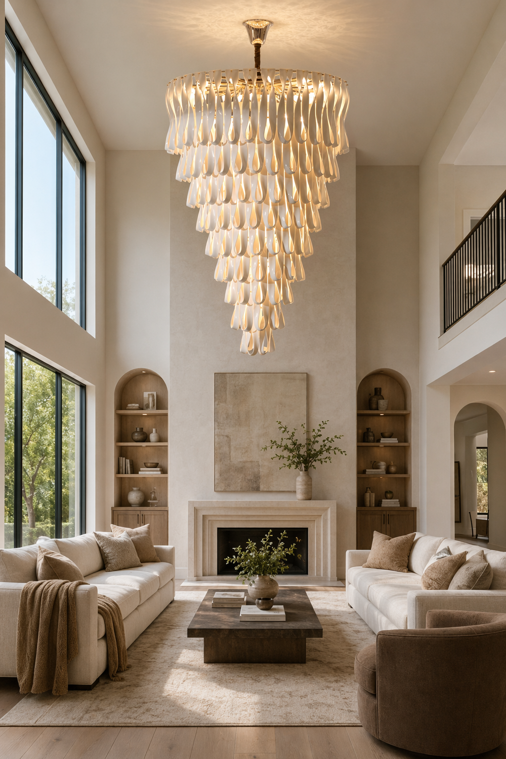Ivory Ceramic Ribbon Grand Chandelier - Atlas generated scene 03 - 03-grand-living-room