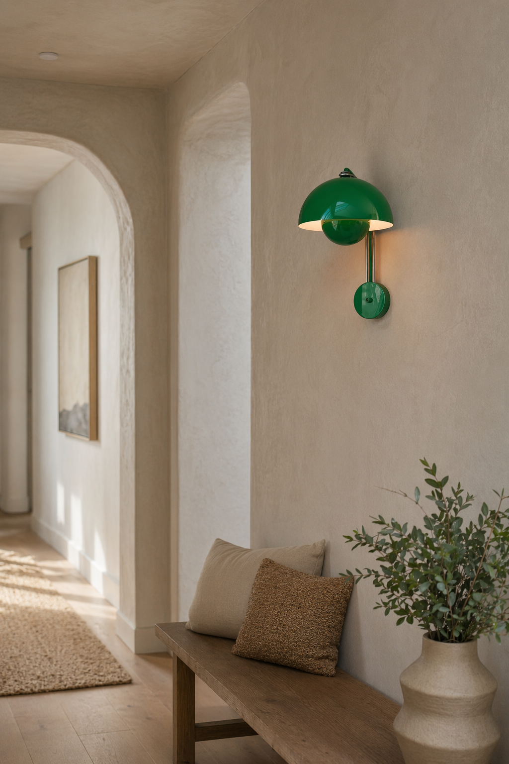 Modern Glossy Dome Wall Sconce - 03 03-hallway-green