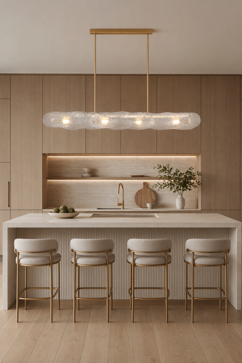 Modern Textured Glass Linear Island Chandelier - 03 03-kitchen-island-wide