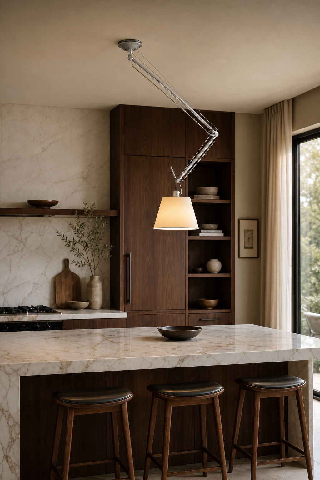 Bauhaus Adjustable Swing Arm Pendant Light kitchen island wide