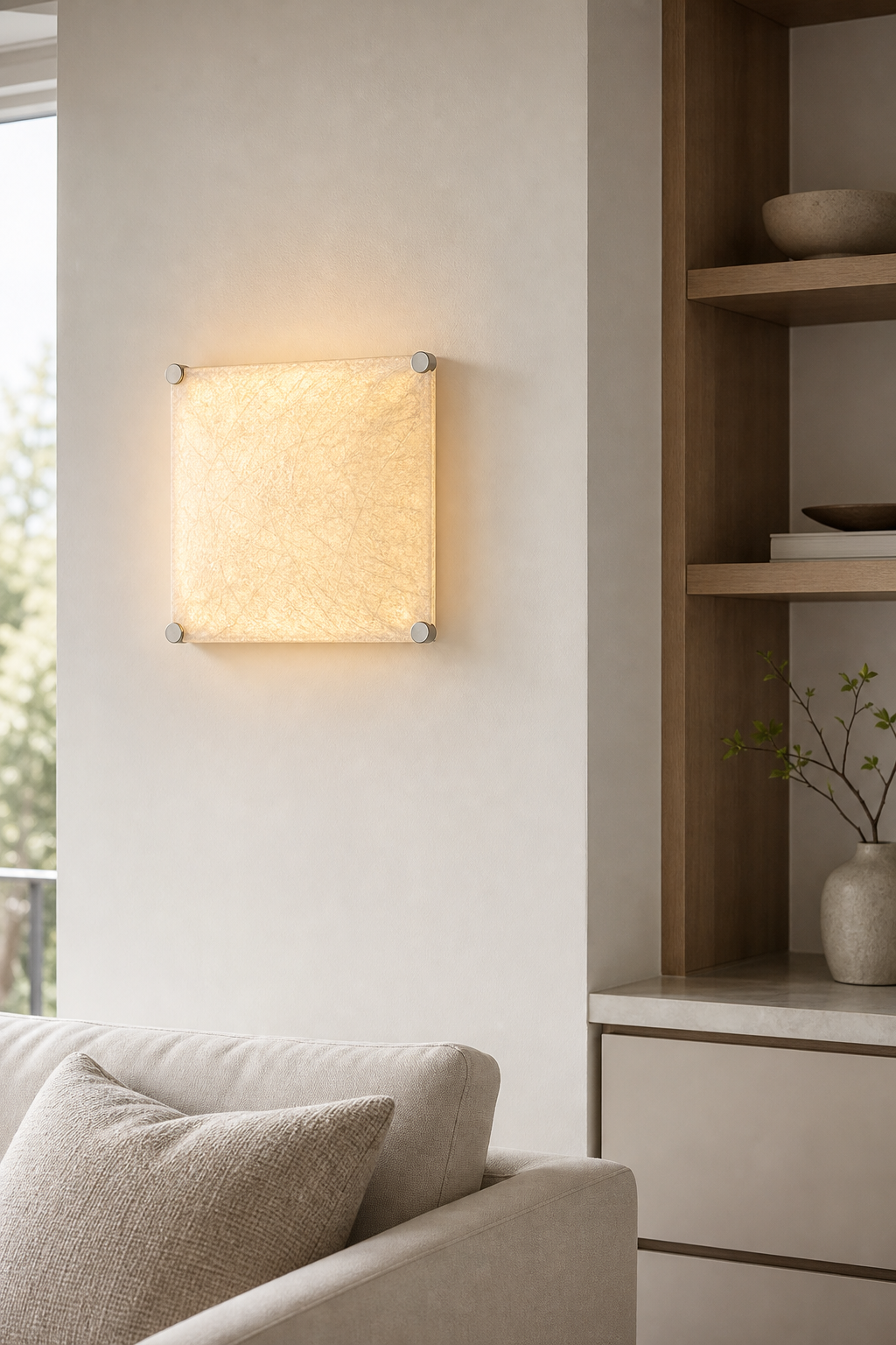 Modern Square Mulberry Silk wall scone in Chrome - product image 20