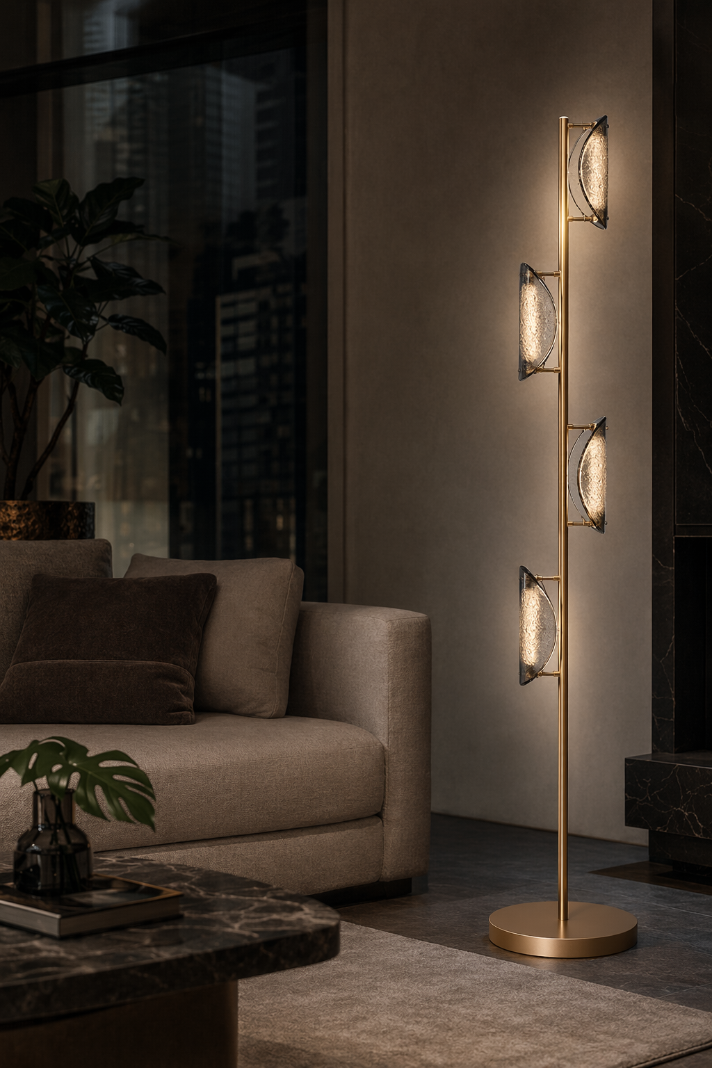 Modern Smoked Glass Brass Table and Floor Lamp - 03 03-living-room-floor-lamp-wide