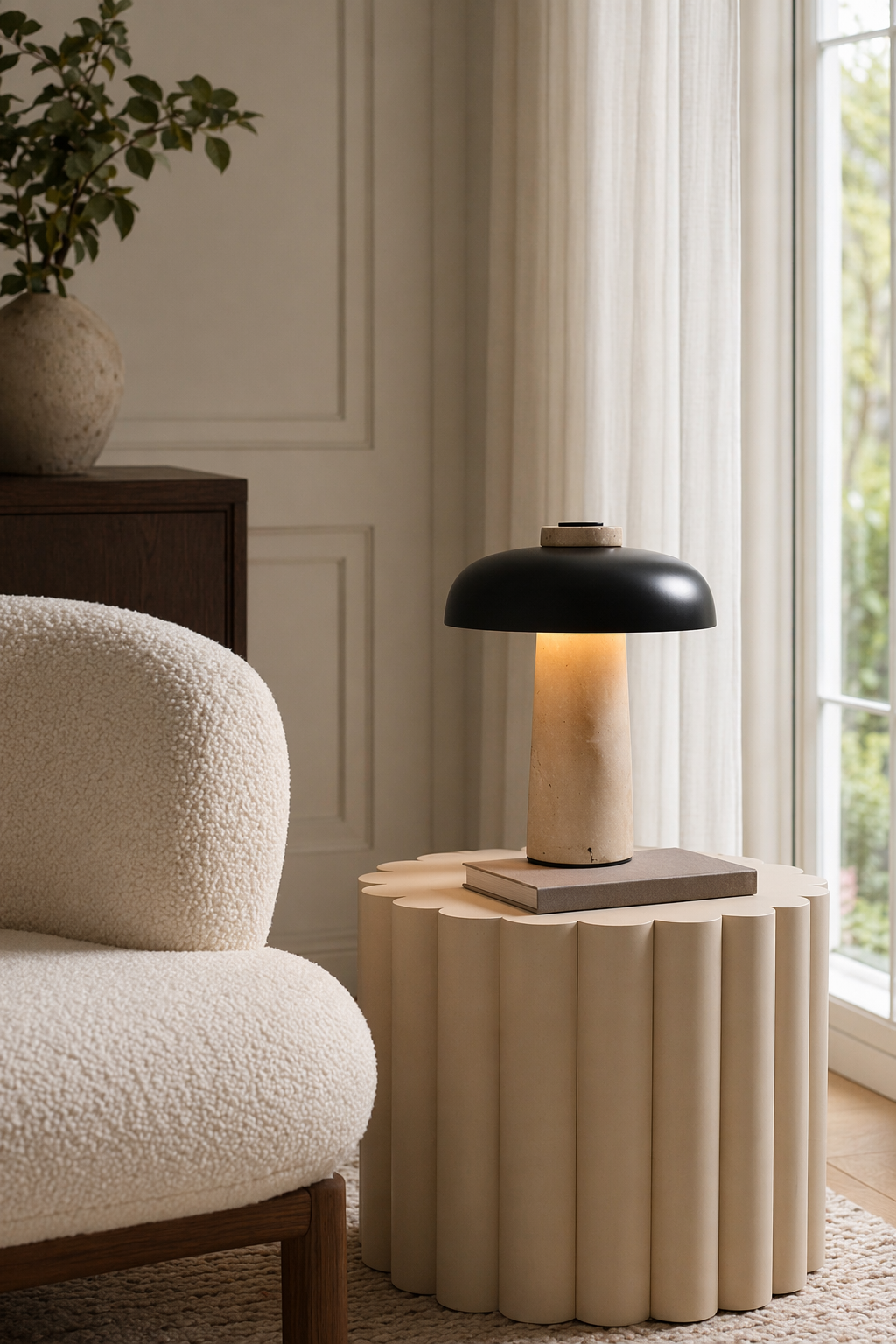 Modern Black Marble LED Table Lamp - 03 03-living-room-side-table