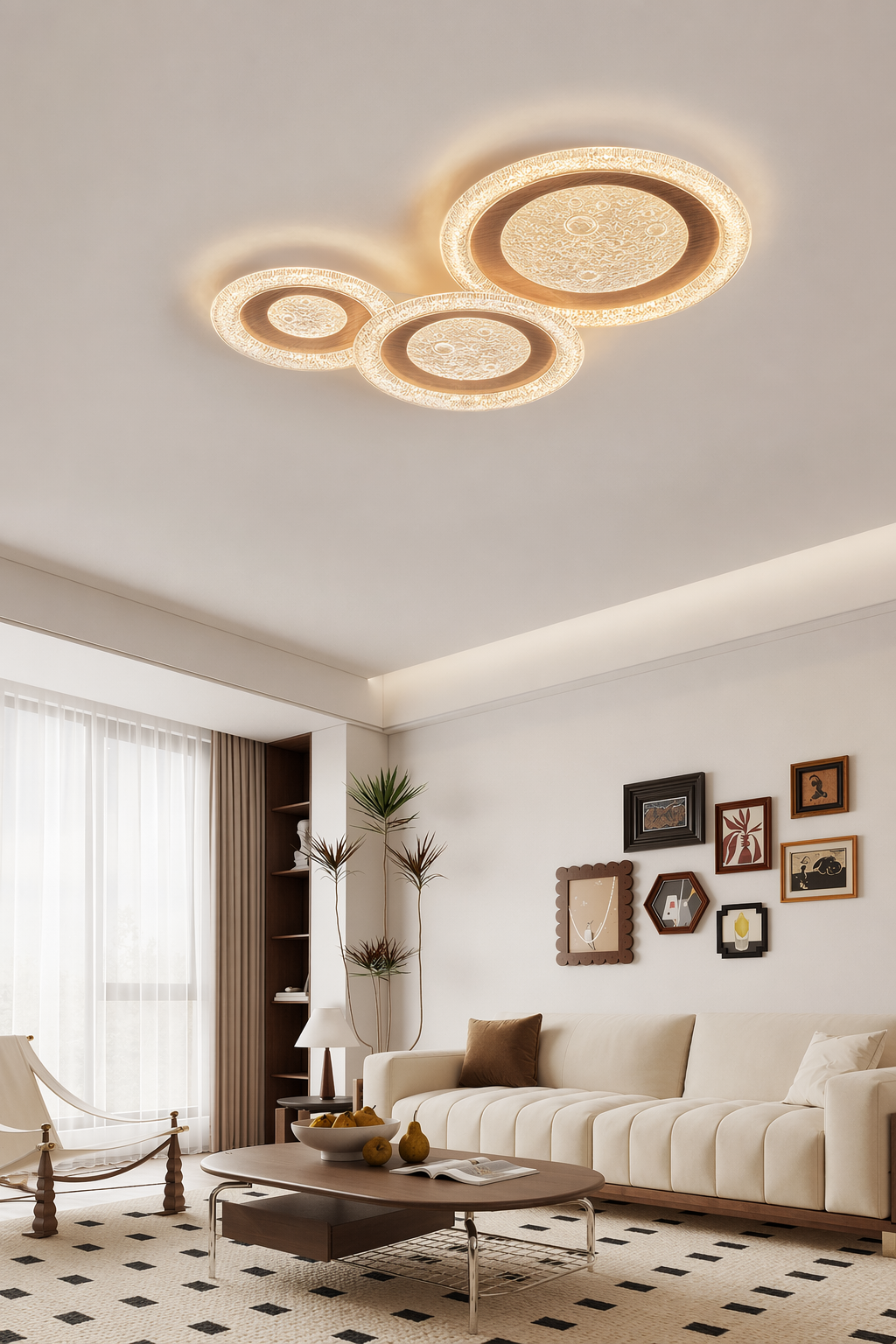 Modern Round LED Ceiling Light - generated workflow 03 03-living-room-wide-daylight
