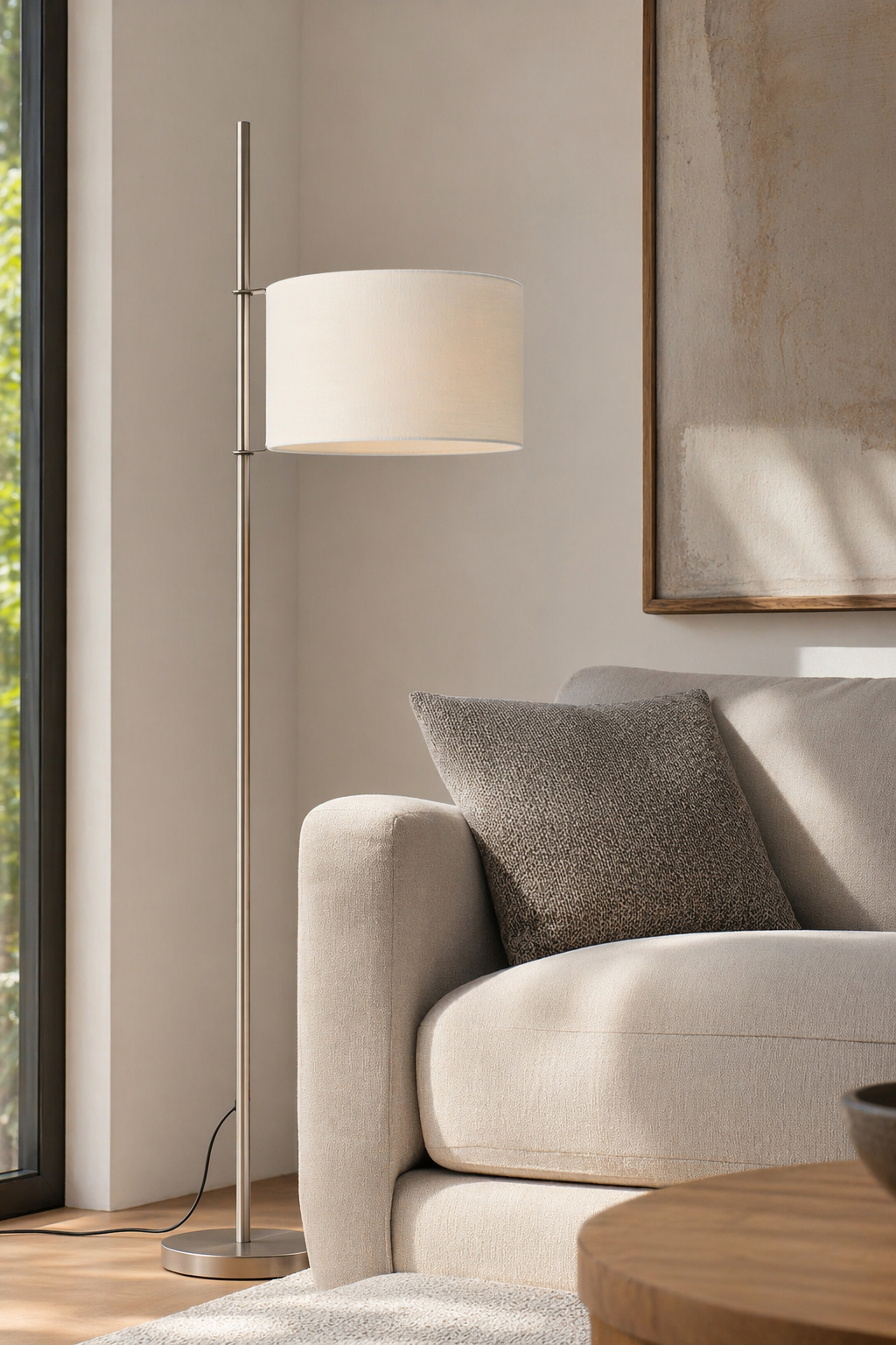 Modern Fabric Shade Table and Floor Lamp - generated main 03 03-living-room-wide