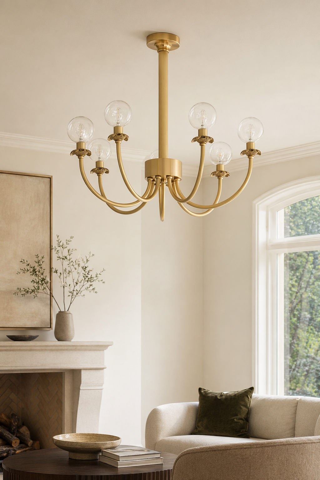 Modern Brass Glass Globe Chandelier - generated main 03 03-living-room-wide