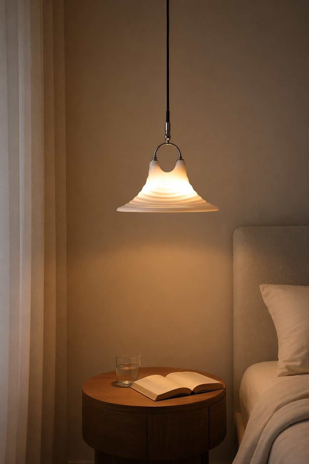 Modern Pleated White Pendant Light - 03 03-night-table-wide