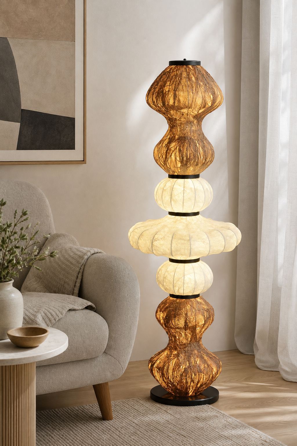 Sculptural Silk Floor Lamp - detail 03-reading-lounge-daylight