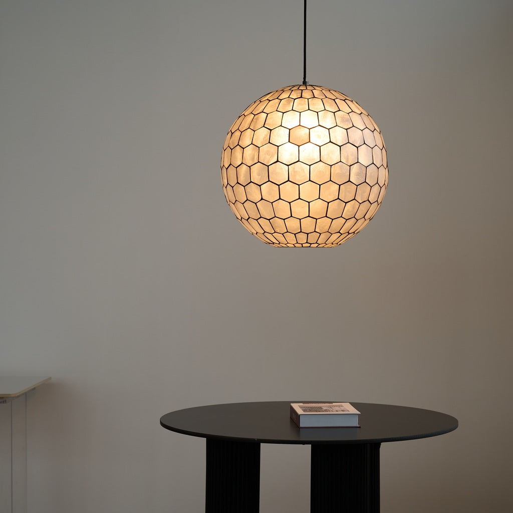 Modern Capiz Honeycomb Globe Pendant Light - 19 03-real-square-DSC-8282