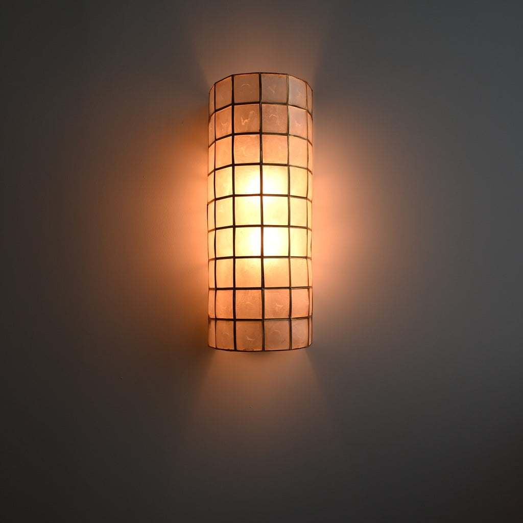 Modern Capiz Shell Mosaic Wall Sconce - 19 03-real-square-DSC-8505