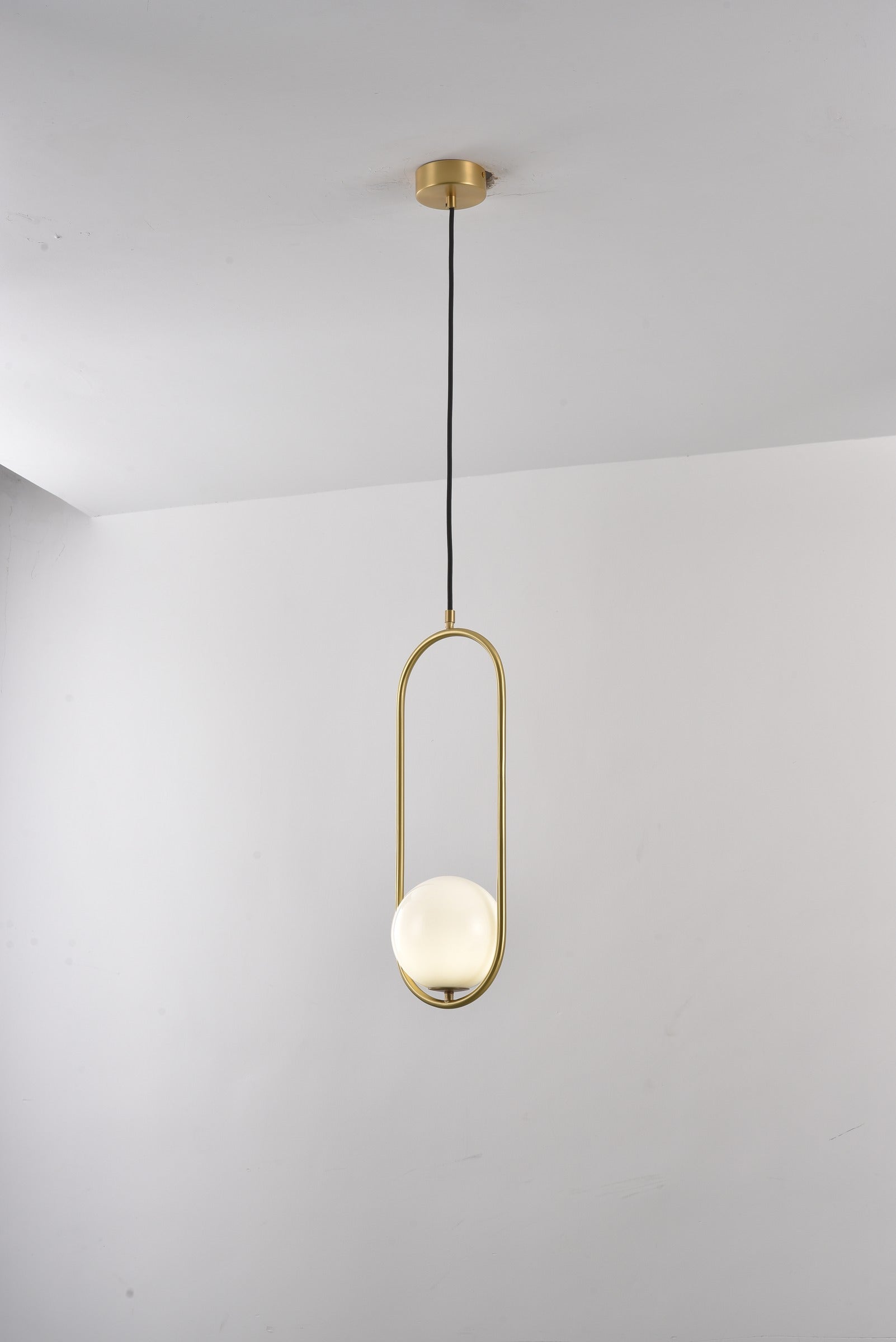 Modern U-Frame Copper Globe Pendant Light - 14 03-real-u-frame-pendant-front-lit.jpg