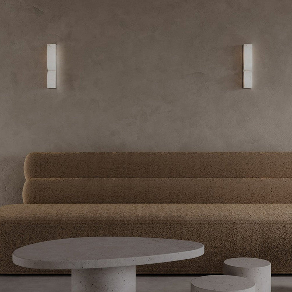 Modern Alabaster Linear Wall Sconce in Natural Brass - 03 room scene 2