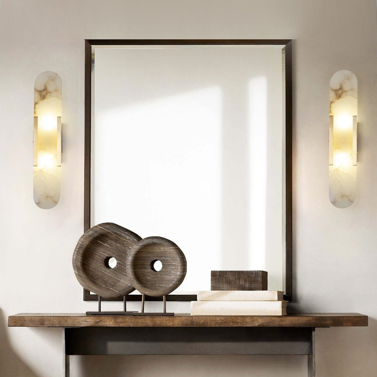 Modern Alabaster Capsule Wall Sconce - 03 room scene 2