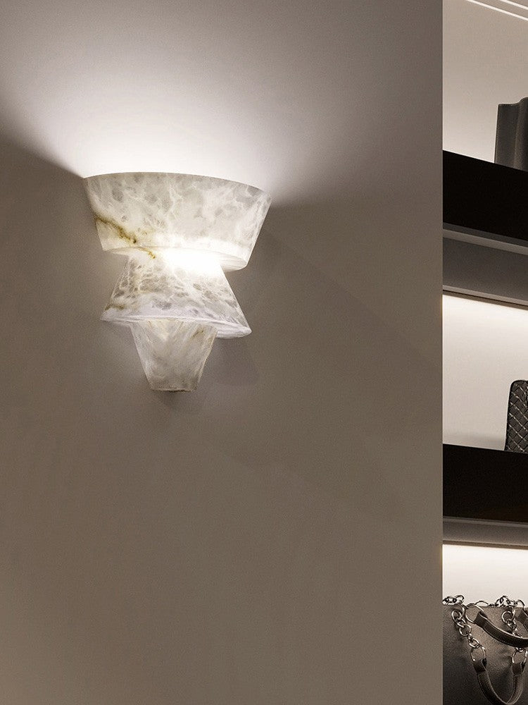 Modern Alabaster Tiered Wall Sconce - 03 03-scene-bedroom-wall-sconce