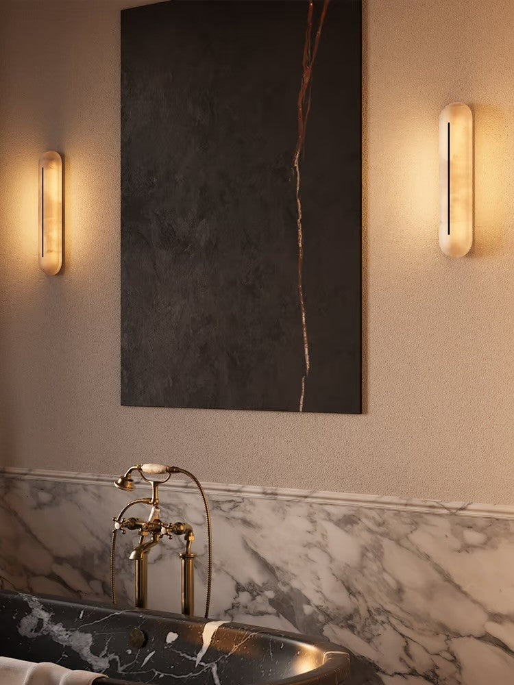 Modern Snowflake Alabaster Oval Wall Sconce - 03 03-scene-bedroom