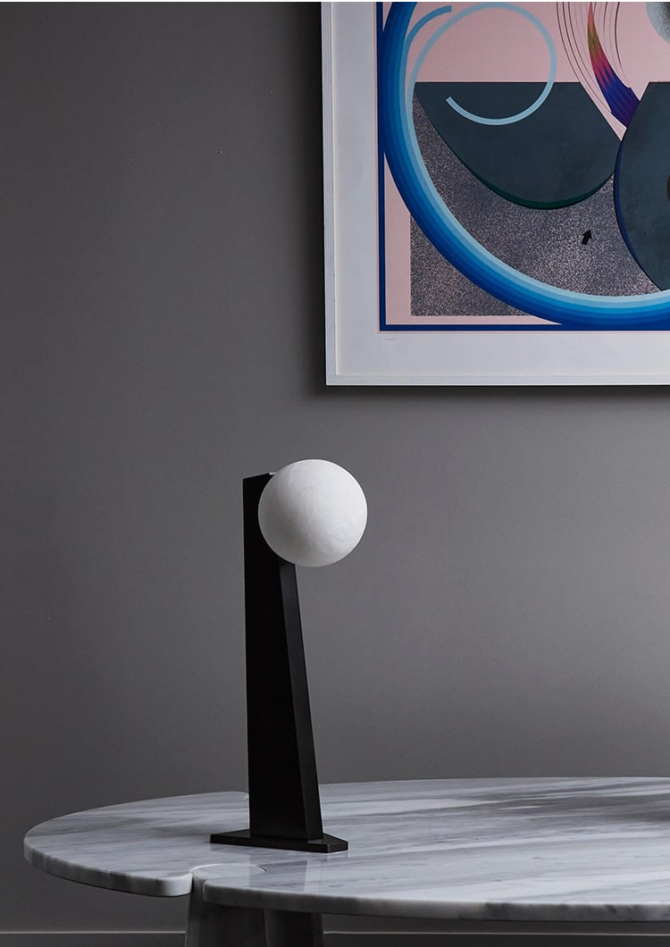 Modern Tapered Globe Table Lamp - 03 03-scene-black-glass-tapered-table-lamp-marble-table