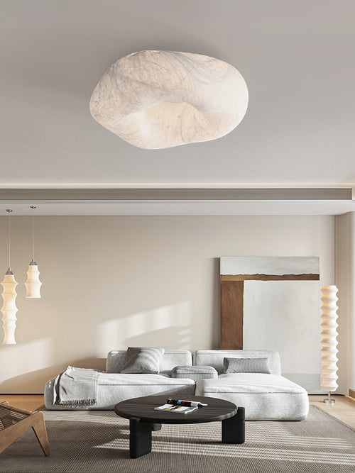 Handmade Mulberry Silk Cloud Ceiling Light in White - 03 03-scene-cloud-ceiling-light-living-room