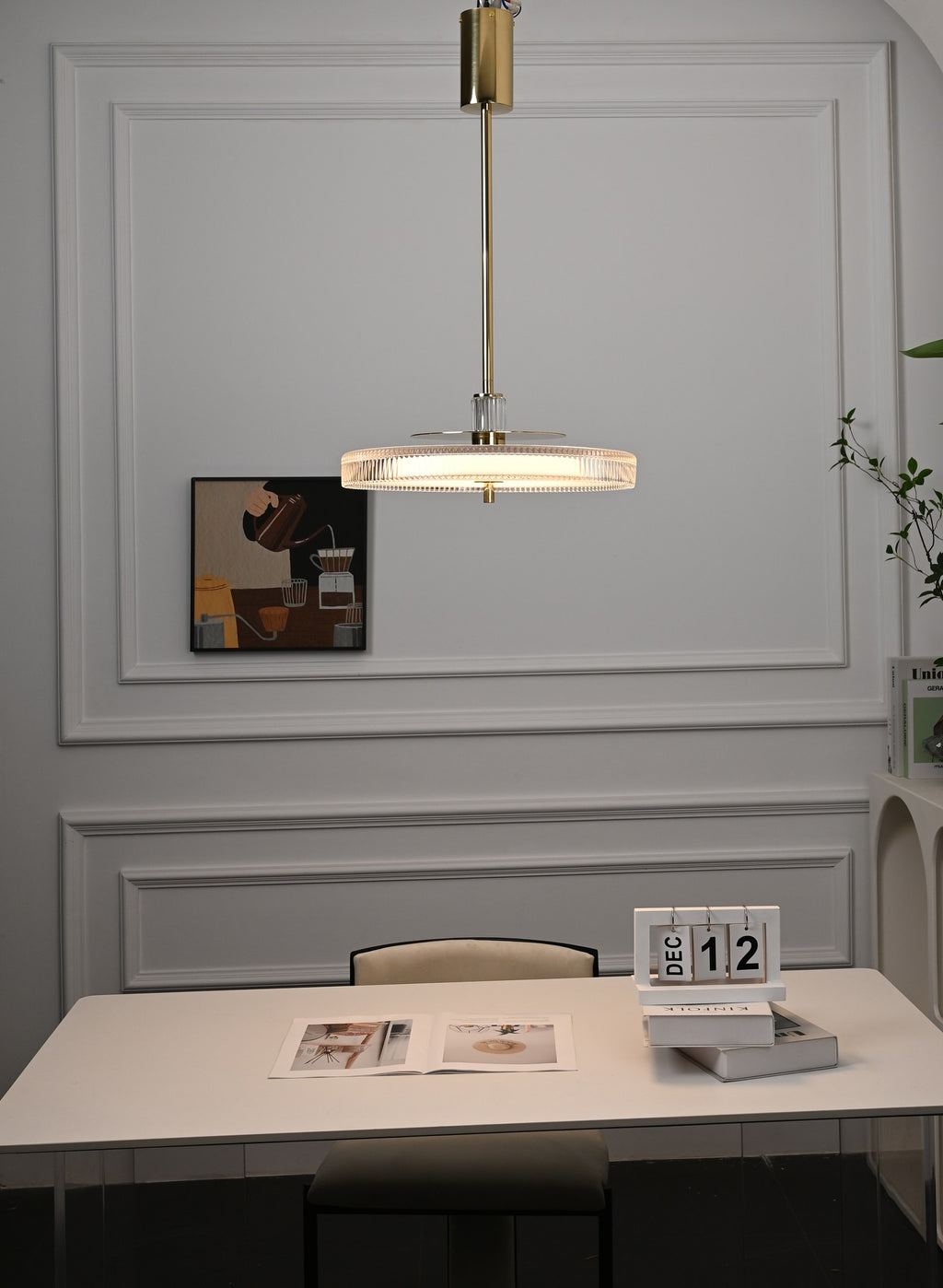 Modern Crystal Glass Drum Pendant Light - 03 03-scene-crystal-glass-drum-pendant-living-room