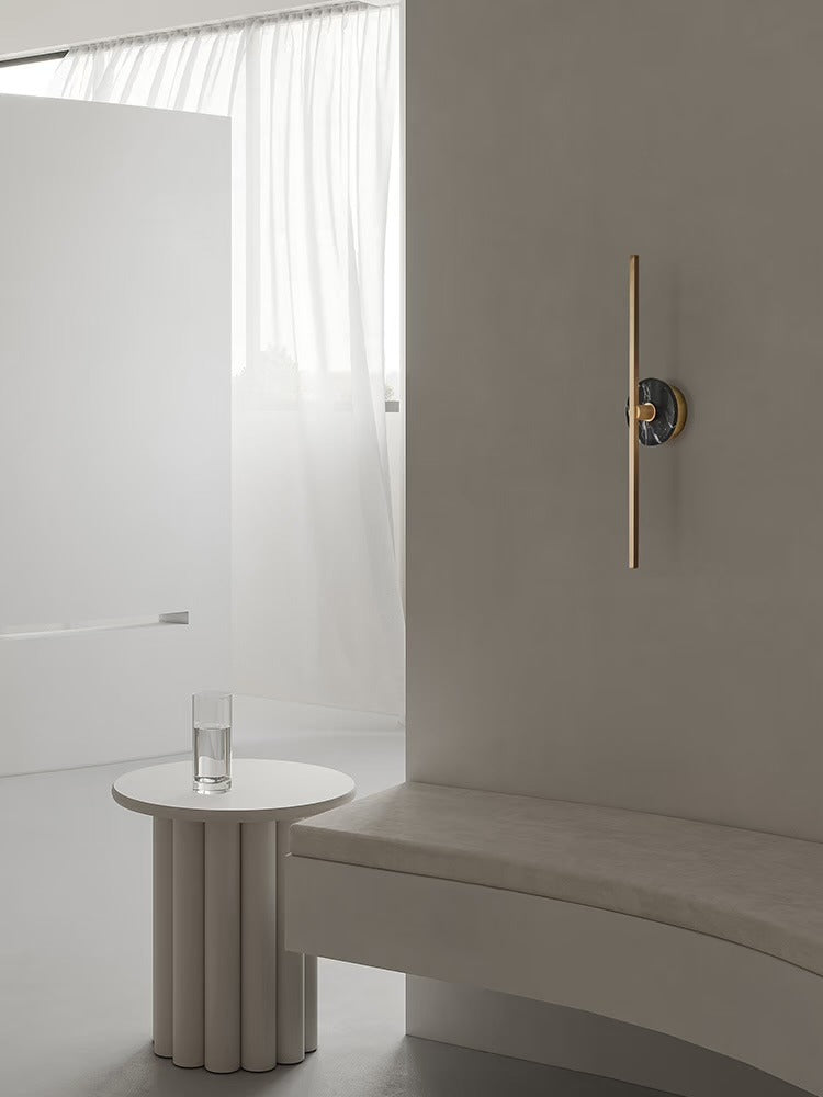 Modern Stone Disc Linear Wall Sconce in Natural Brass - 03 03-scene-interior