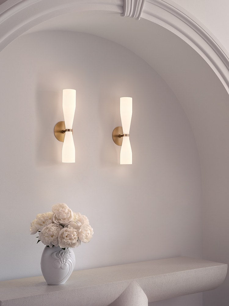 Modern Milky Glass Hourglass Wall Sconce - 03 03-scene-milky-glass-hourglass-wall-sconce-bedroom