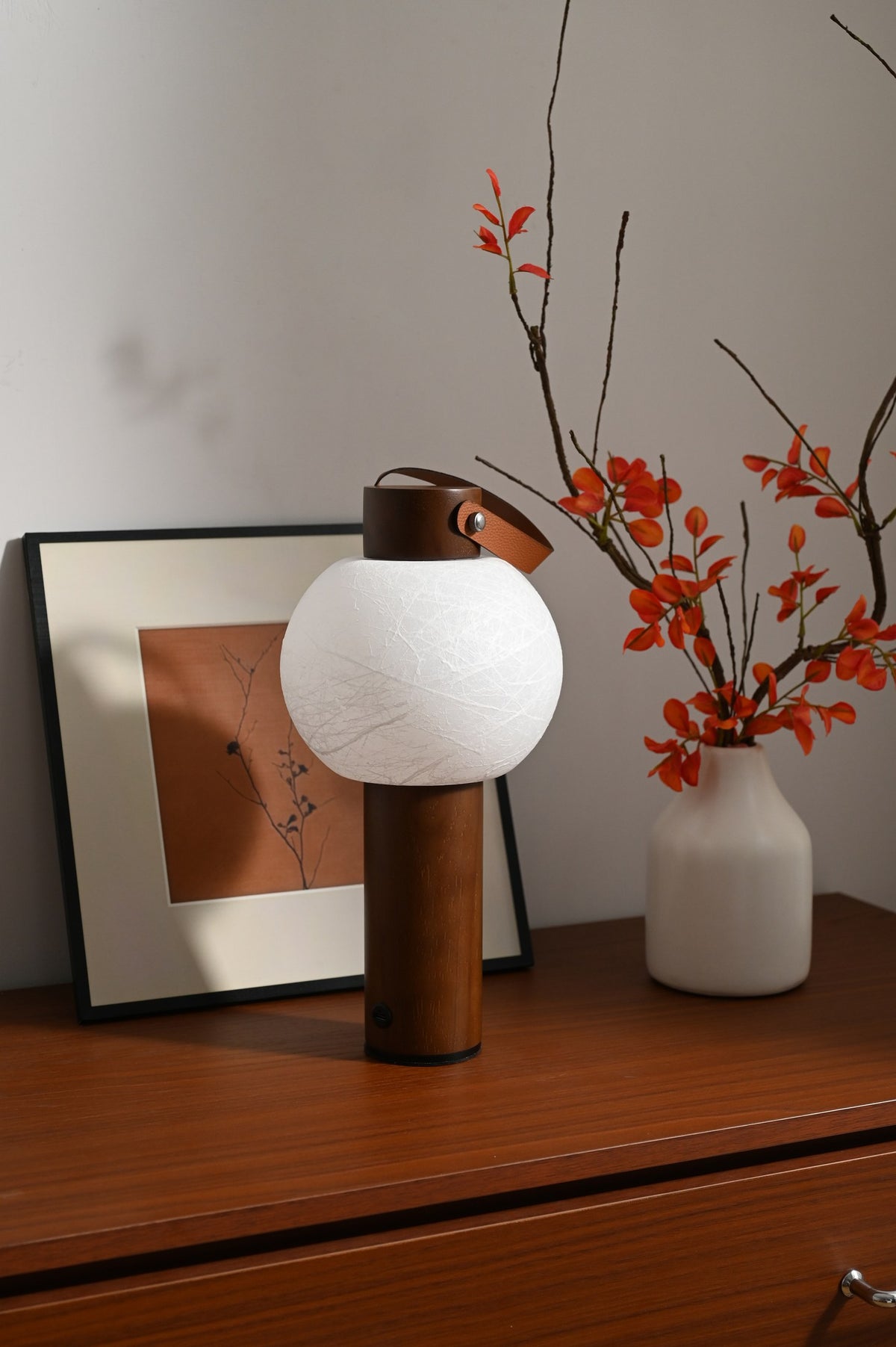 Portable Silk-Effect Acrylic Table Lamp in Wood Finishes - 03 03-scene-portable-lamp-desk