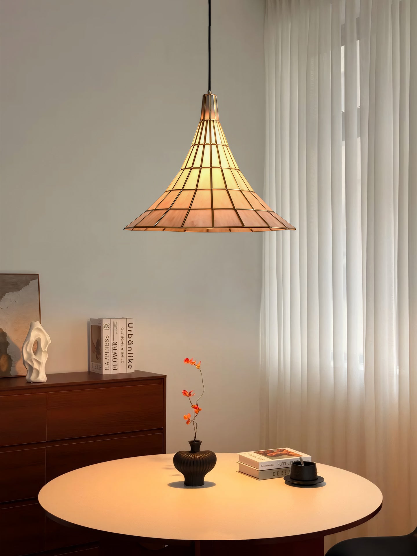 Modern Amber Shell Cone Pendant Light - 14 03-source-3-4主图4