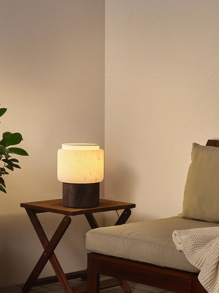 Modern Alabaster Wood Cylinder Table Lamp - 14 03-source-bedroom-side-table-scene