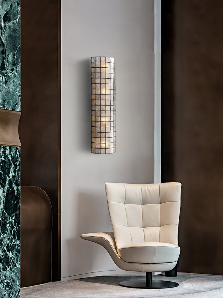 Modern Capiz Shell Mosaic Wall Sconce - 16 03-source-chair-wall