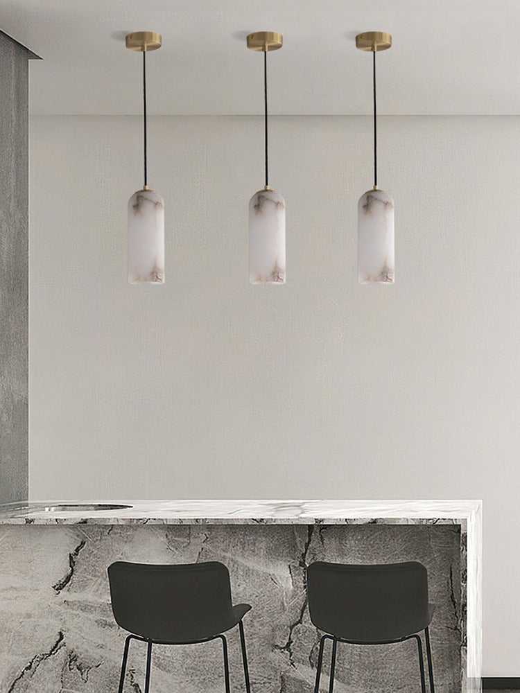 Modern Brass Marble Cylinder Pendant Light - 14 03-source-dining-pendant-trio-scene
