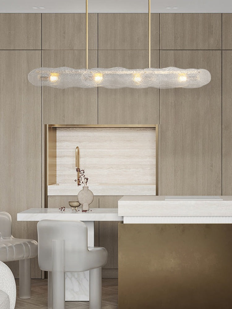 Modern Textured Glass Linear Island Chandelier - 14 03-source-dining-room-bar-linear-glass-chandelier