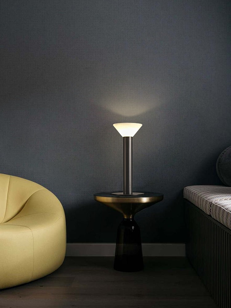 Modern Alabaster Bowl LED Table Lamp - 14 03-source-living-room-side-table-scene