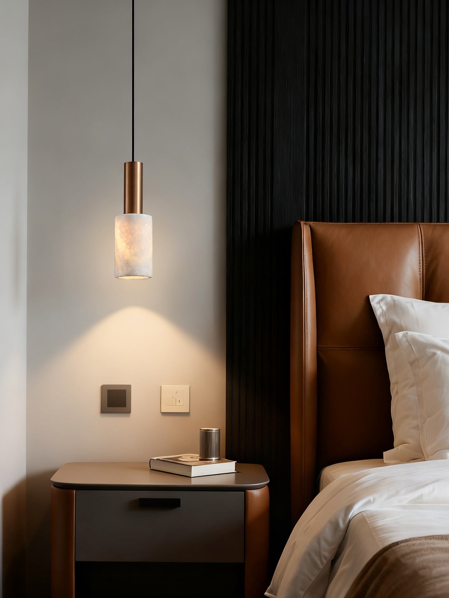 Modern Natural Stone Cylinder Pendant Light - 03 03-source-scene-3