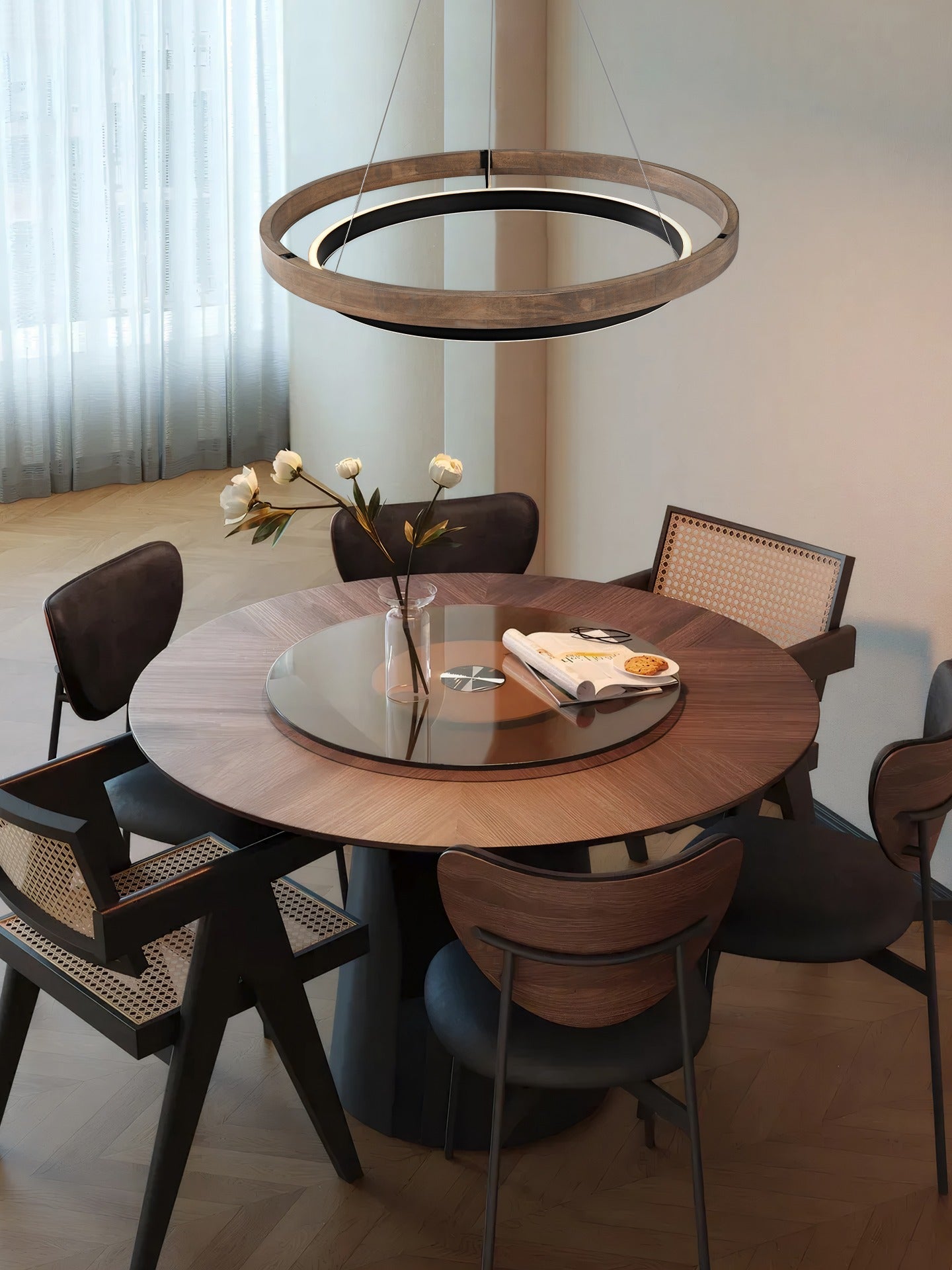 Modern Wood Ring LED Pendant Chandelier - 14 03-source-scene-3