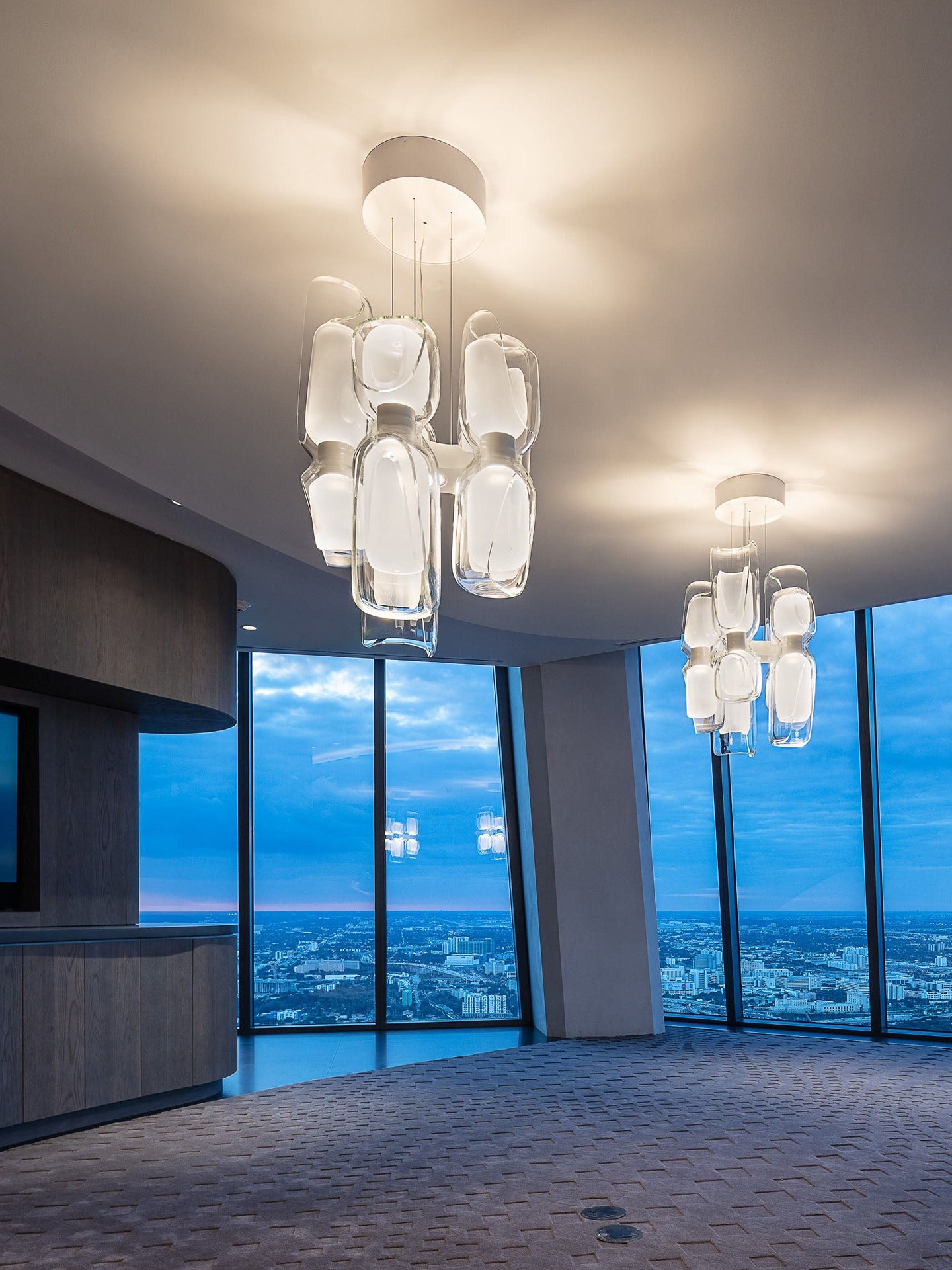 Modern Glass Petal Cluster Chandelier - 14 03-source-scene-3