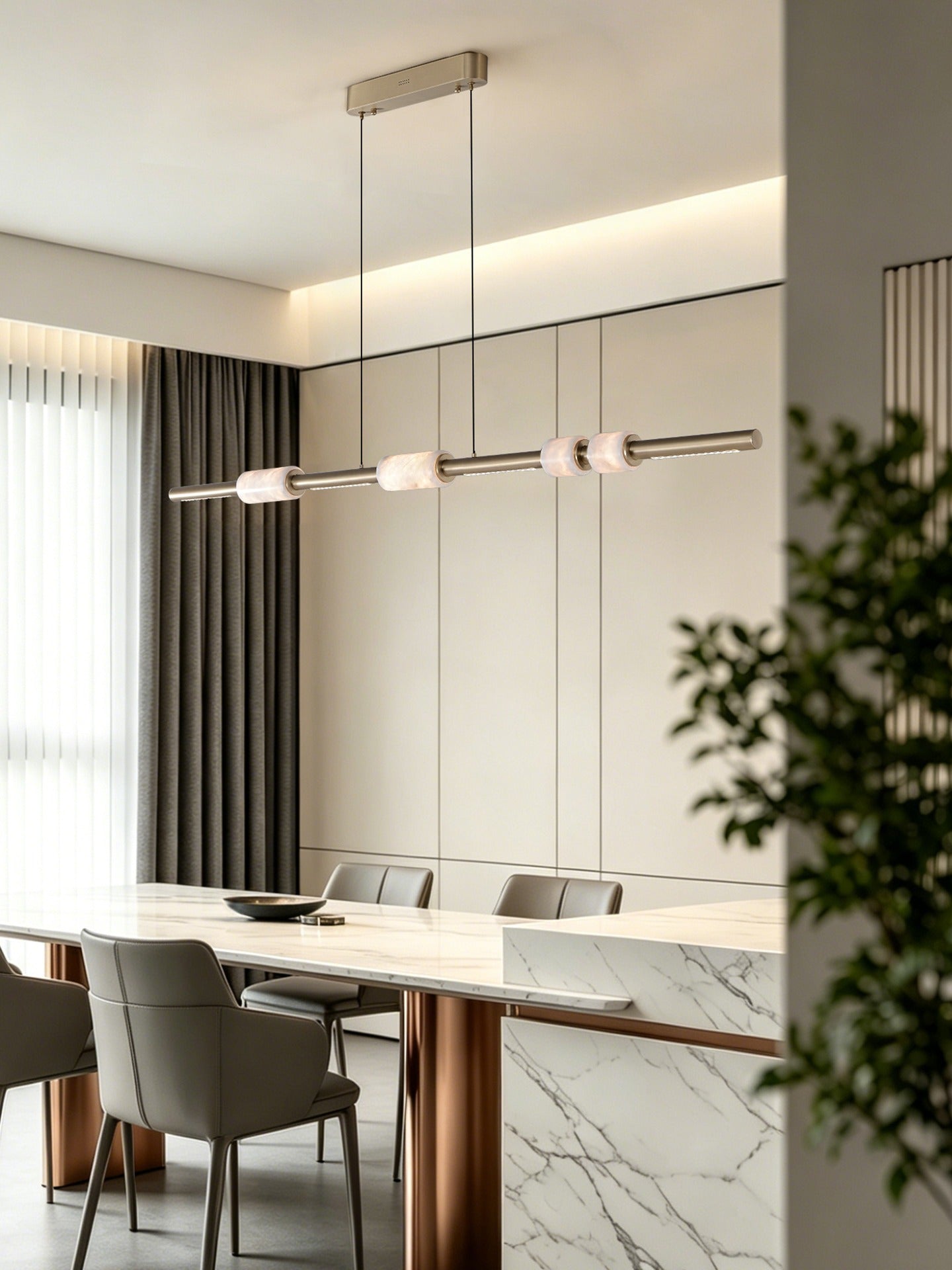Modern Crystal Linear LED Island Chandelier - 14 03-source-scene-3