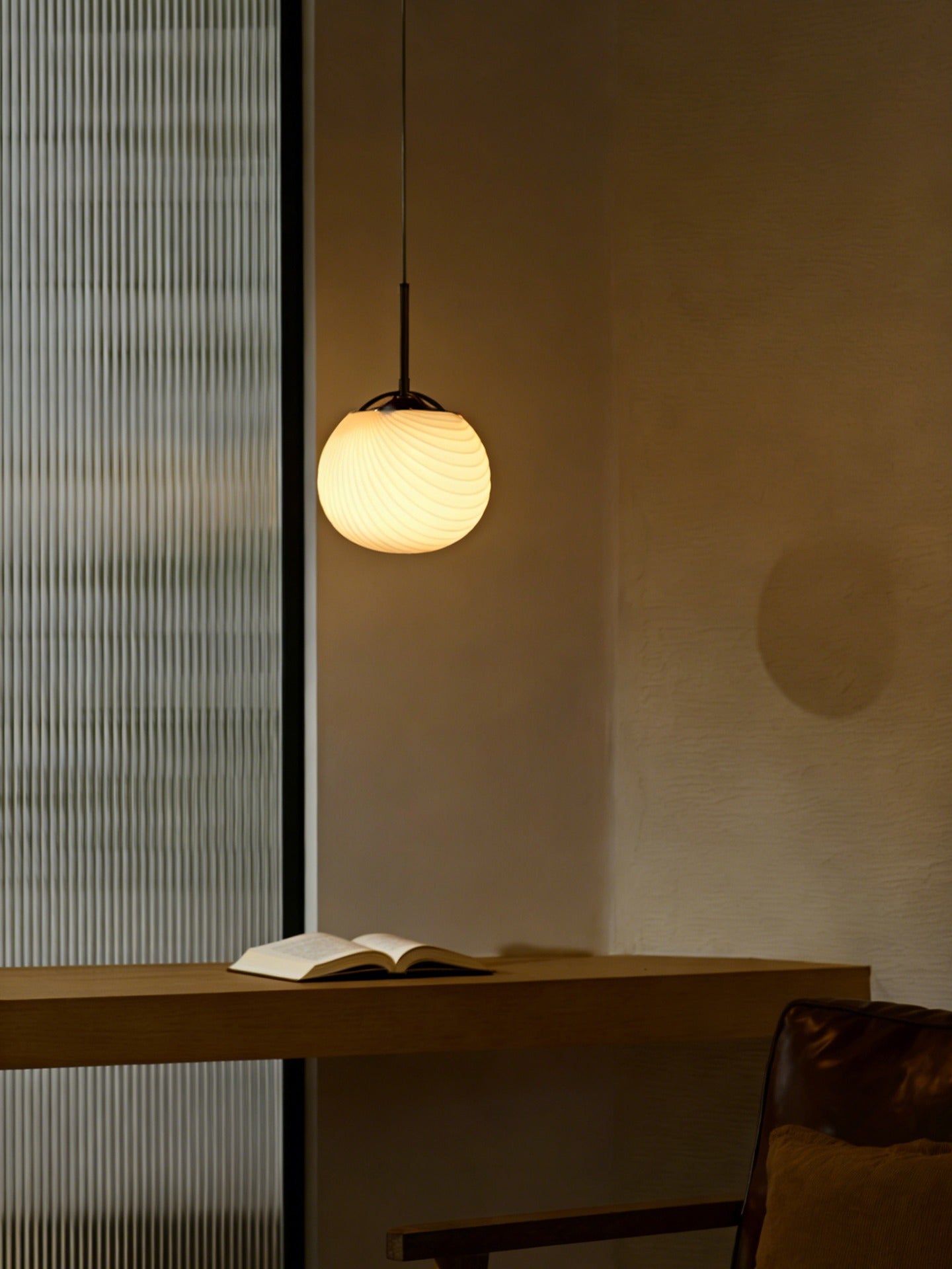 Modern Ribbed Glass Globe Pendant Light - 04 03-source-scene-3