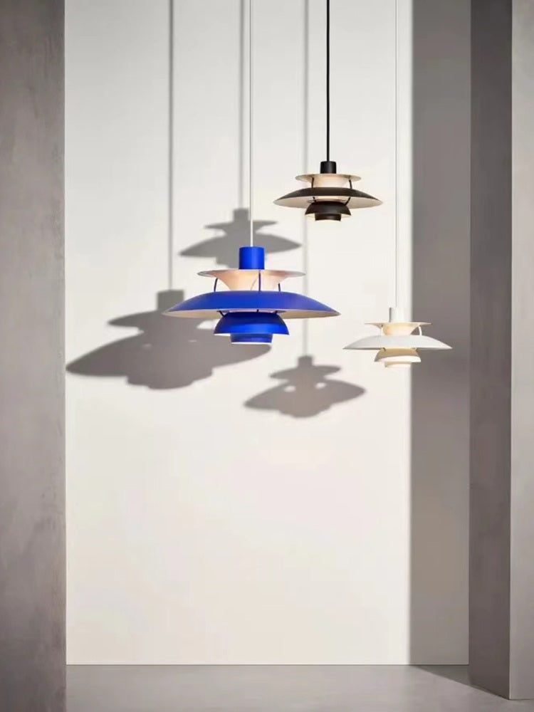 Colorful layered disc pendant light 7006 room scene 2